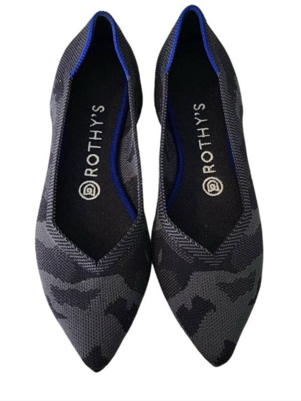 Rothy’s The Point Flats Gray/Black Camo Ballet Shoes Size 10.5